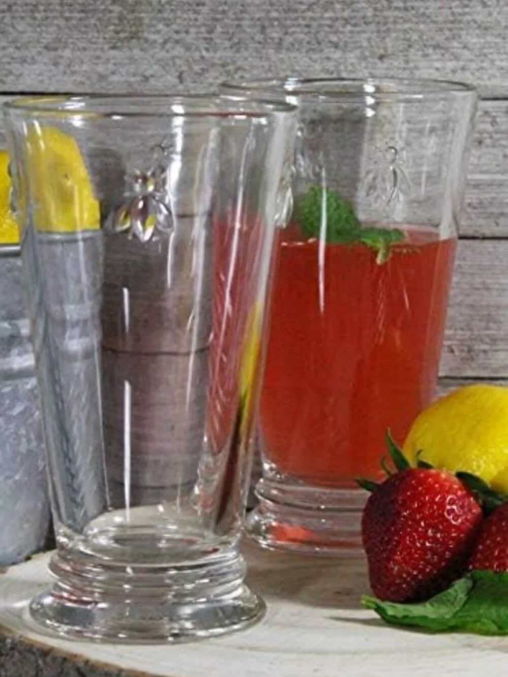 Elegant Double Old Fashioned Tumblers Set of 6 - Fancy Bee Glassware (15 oz)